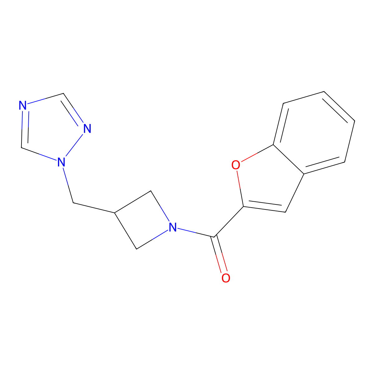 1-{[1-(1-benzofuran-2-carbonyl)azetidin-3-yl]methyl}-1H-1,2,4-triazole molecular structure, CAS 2319786-41-7