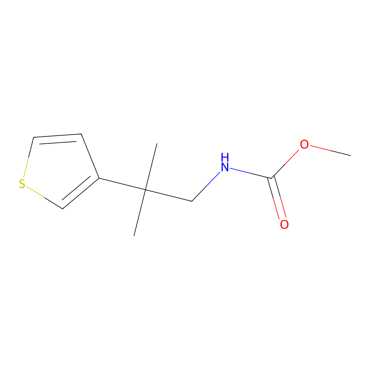 methyl N-[2-methyl-2-(thiophen-3-yl)propyl]carbamate molecular structure, CAS 2319786-68-8