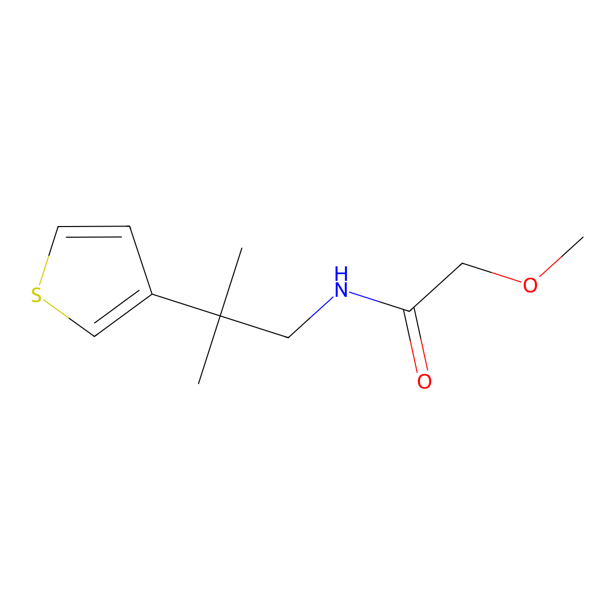 2-methoxy-N-[2-methyl-2-(thiophen-3-yl)propyl]acetamide molecular structure, CAS 2319787-04-5