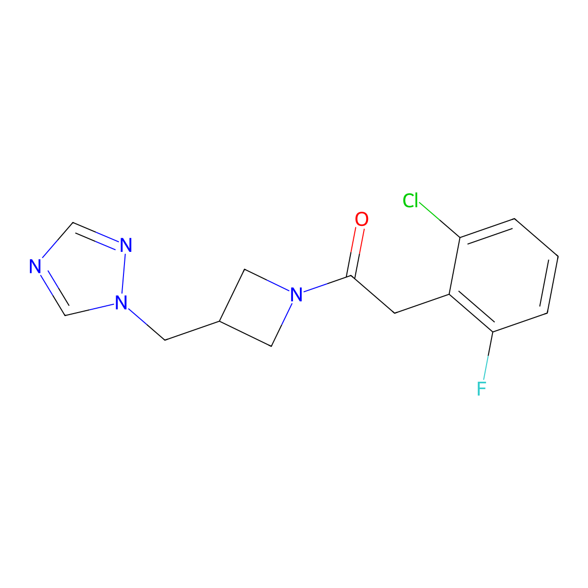 2-(2-chloro-6-fluorophenyl)-1-{3-[(1H-1,2,4-triazol-1-yl)methyl]azetidin-1-yl}ethan-1-one molecular structure, CAS 2319787-06-7
