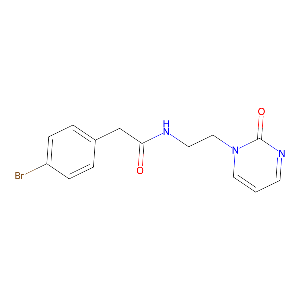 2-(4-bromophenyl)-N-[2-(2-oxo-1,2-dihydropyrimidin-1-yl)ethyl]acetamide molecular structure, CAS 2319787-13-6
