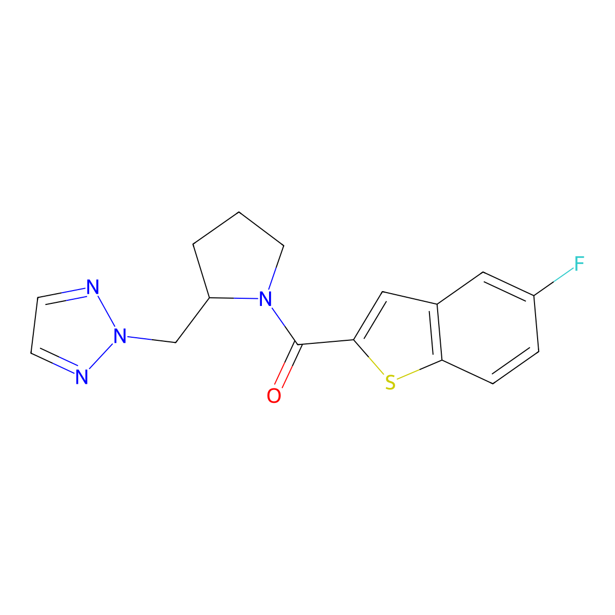 2-{[1-(5-fluoro-1-benzothiophene-2-carbonyl)pyrrolidin-2-yl]methyl}-2H-1,2,3-triazole molecular structure, CAS 2319787-16-9