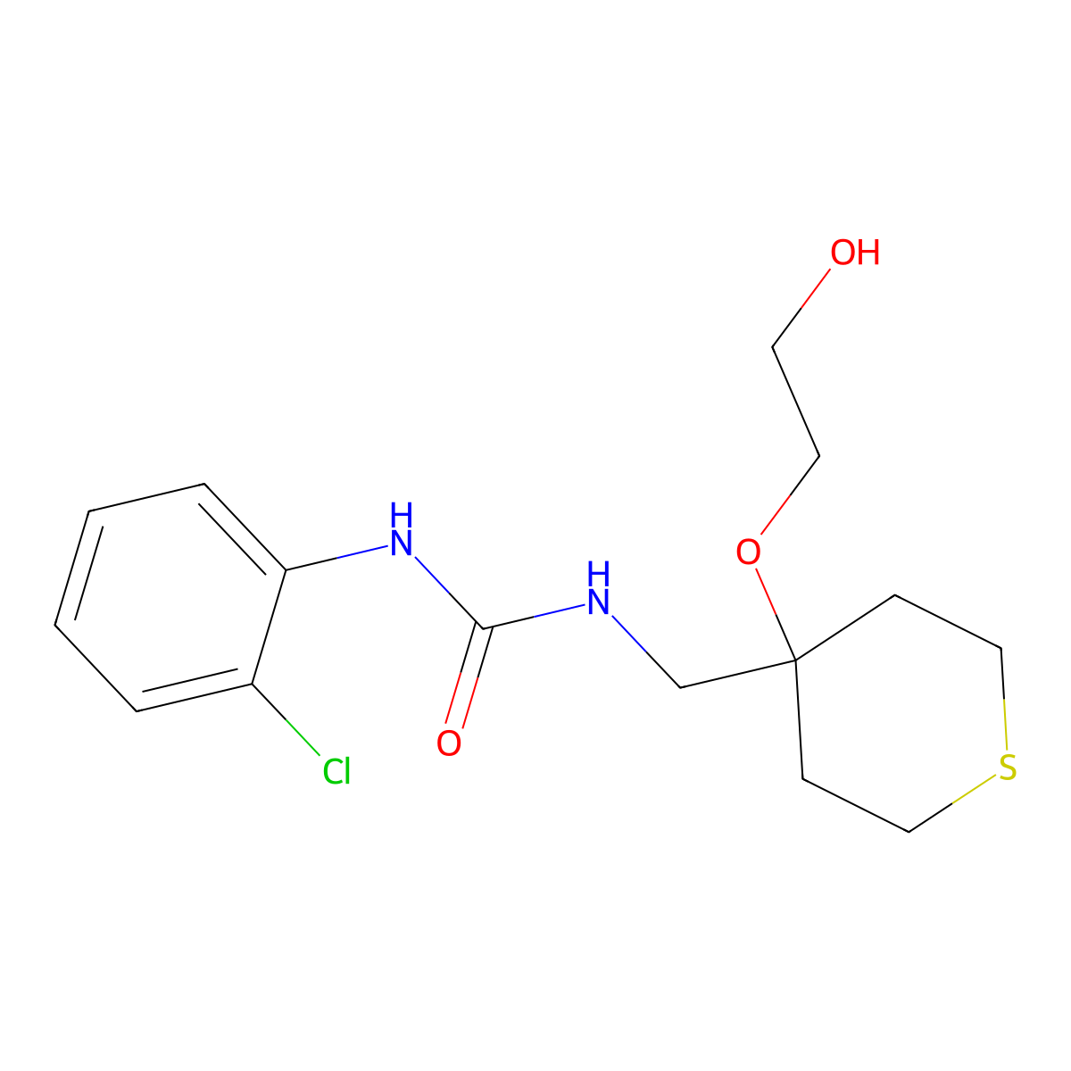 3-(2-Chlorophenyl)-1-{[4-(2-hydroxyethoxy)thian-4-yl]methyl}urea molecular structure, CAS 2319787-23-8