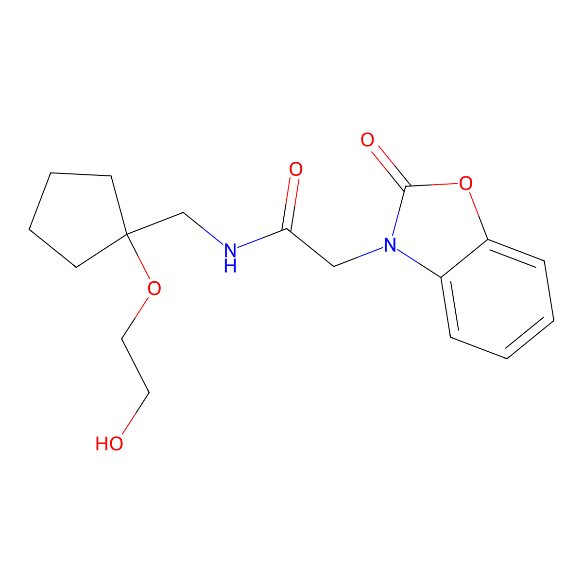 N-{[1-(2-hydroxyethoxy)cyclopentyl]methyl}-2-(2-oxo-2,3-dihydro-1,3-benzoxazol-3-yl)acetamide molecular structure, CAS 2319787-32-9