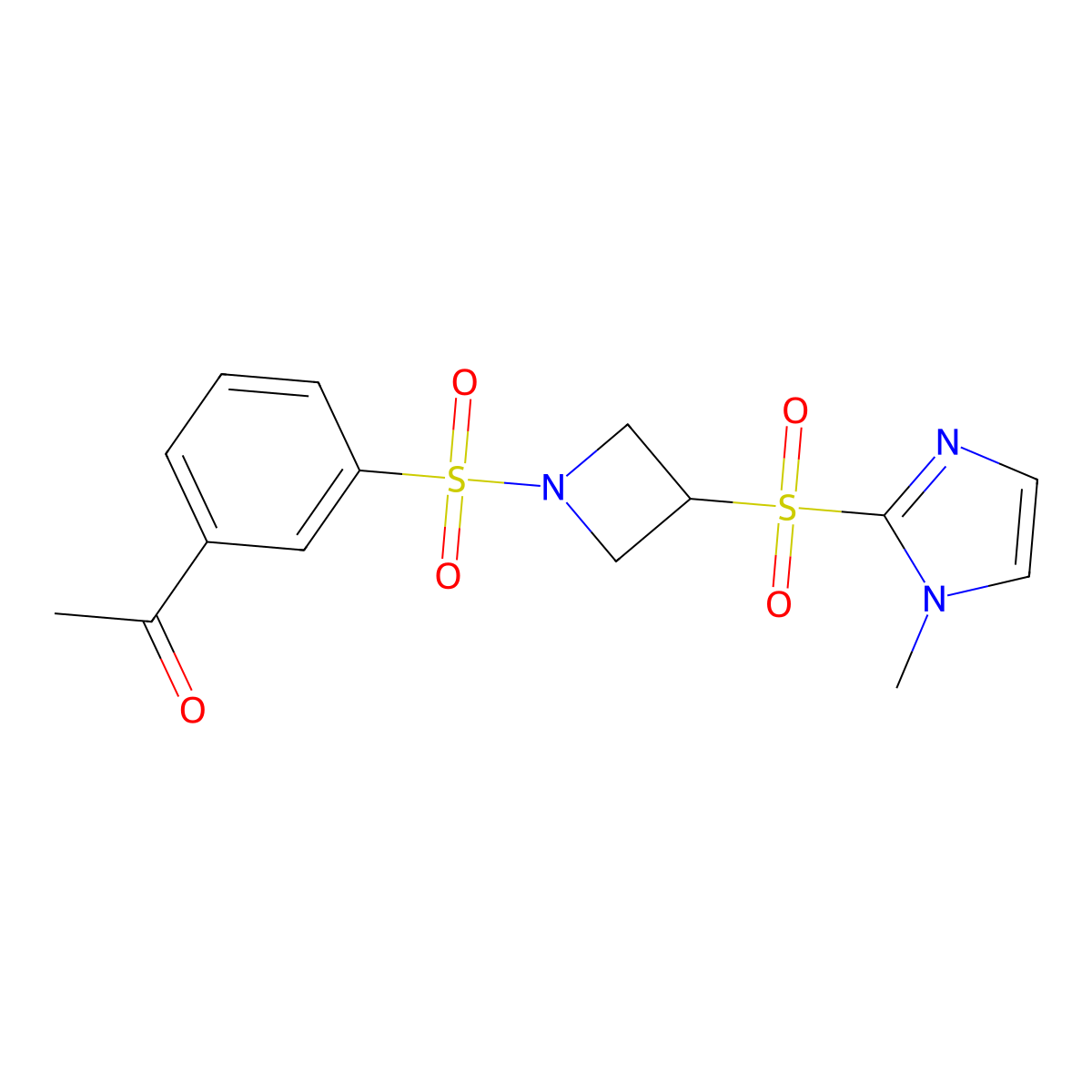 1-(3-((3-((1-methyl-1H-imidazol-2-yl)sulfonyl)azetidin-1-yl)sulfonyl)phenyl)ethanone molecular structure, CAS 2319787-34-1
