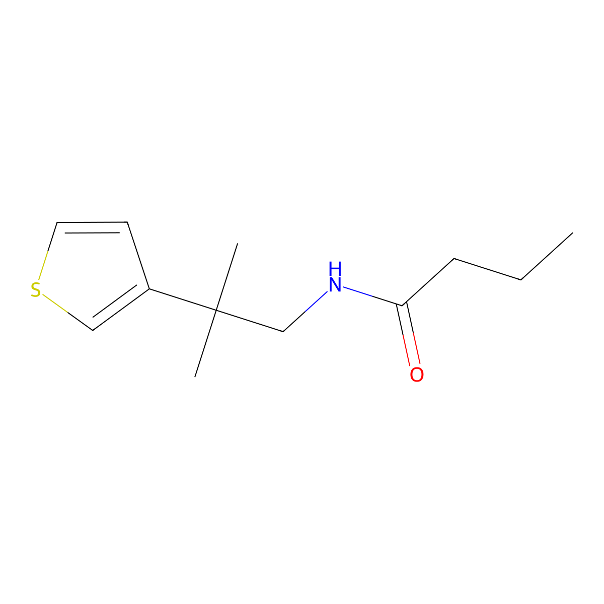 N-(2-methyl-2-(thiophen-3-yl)propyl)butyramide molecular structure, CAS 2319787-64-7