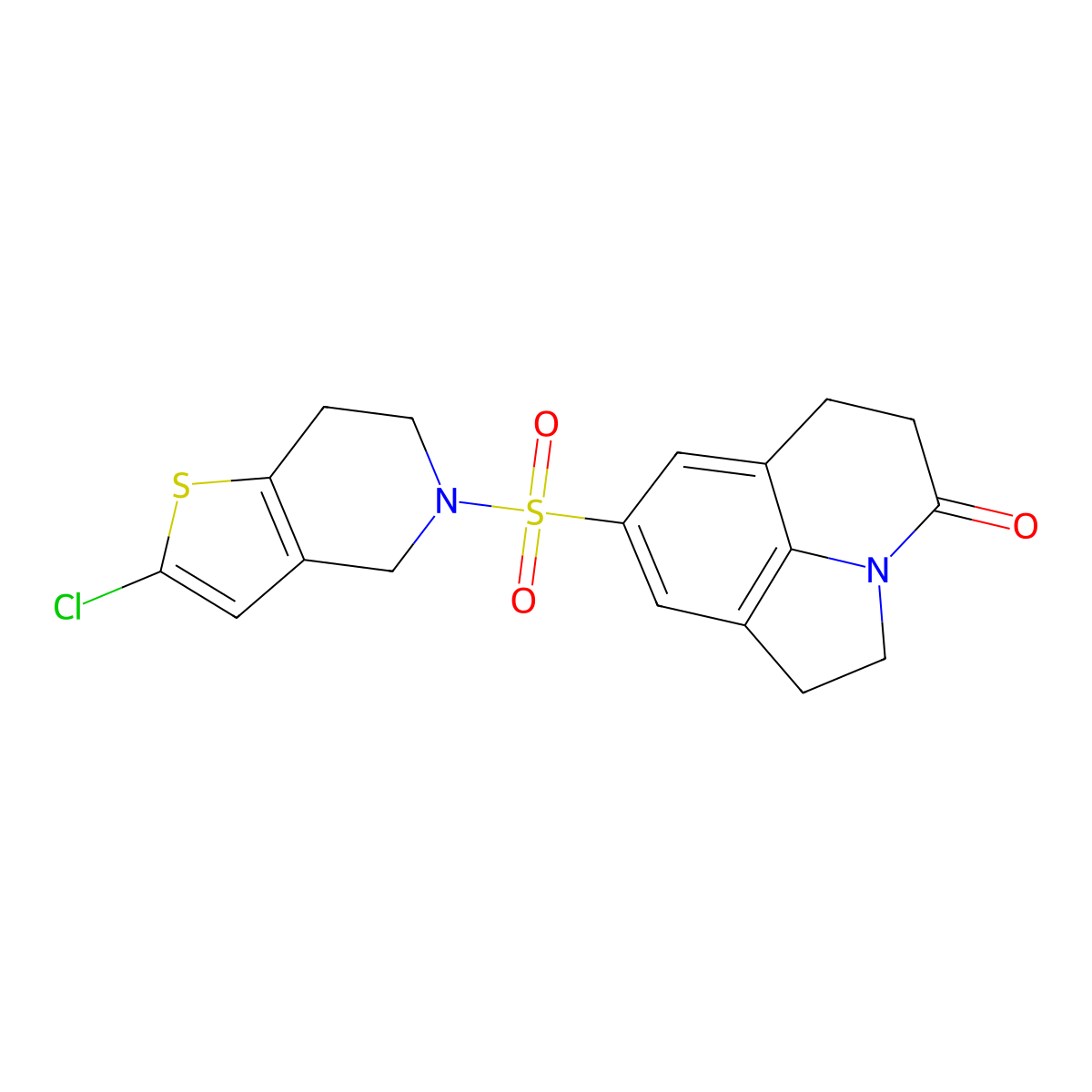 6-({2-chloro-4H,5H,6H,7H-thieno[3,2-c]pyridin-5-yl}sulfonyl)-1-azatricyclo[6.3.1.0^{4,12}]dodeca-4(12),5,7-trien-11-one molecular structure, CAS 2319787-79-4
