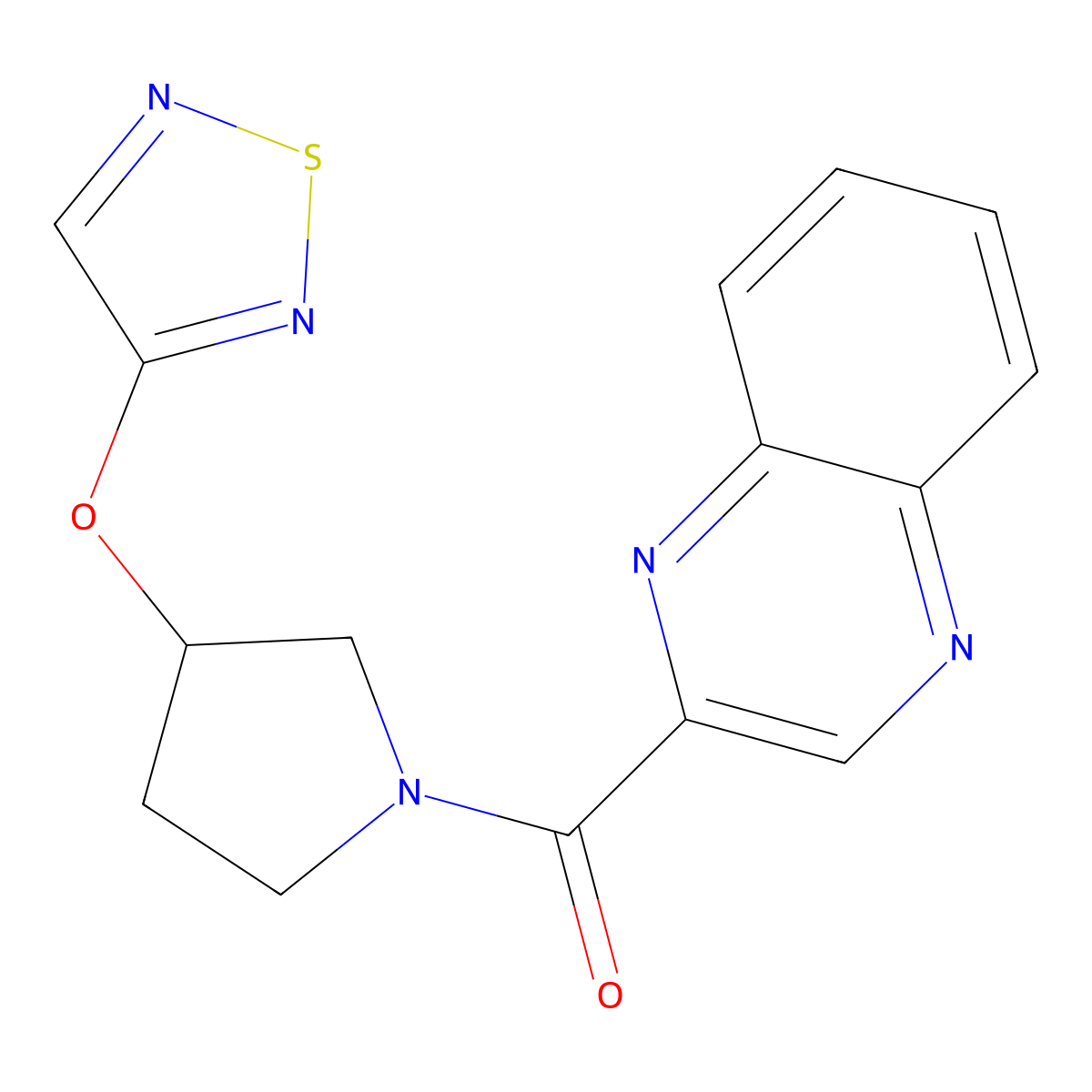 2-[3-(1,2,5-Thiadiazol-3-yloxy)pyrrolidine-1-carbonyl]quinoxaline molecular structure, CAS 2319787-96-5