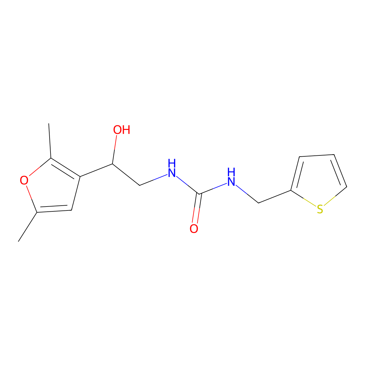 3-[2-(2,5-Dimethylfuran-3-yl)-2-hydroxyethyl]-1-[(thiophen-2-yl)methyl]urea molecular structure, CAS 2319788-11-7