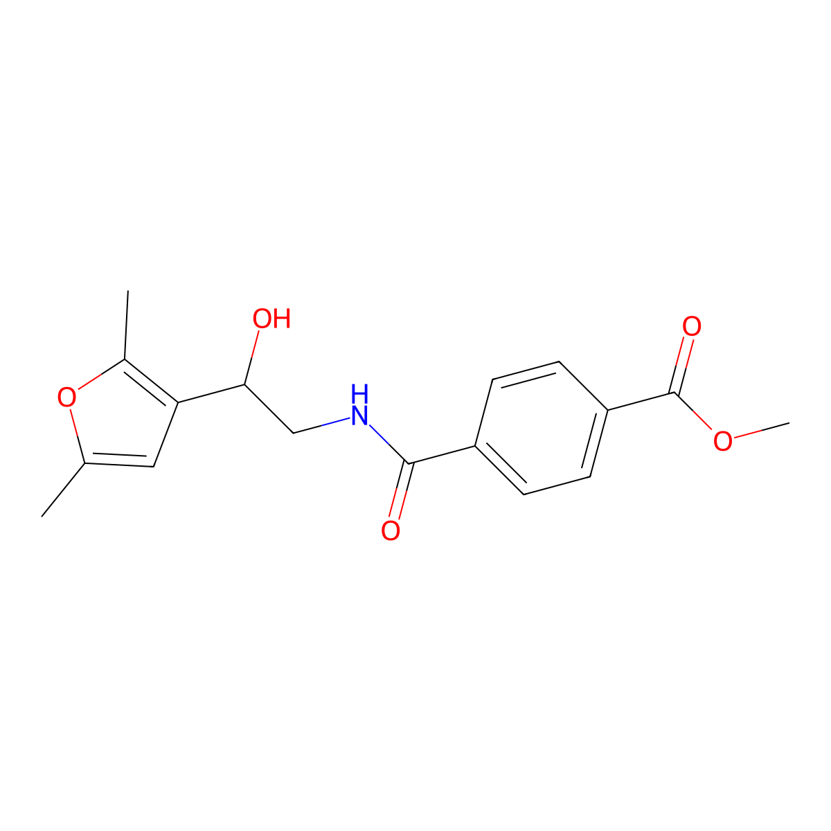 Methyl 4-{[2-(2,5-dimethylfuran-3-yl)-2-hydroxyethyl]carbamoyl}benzoate molecular structure, CAS 2319788-16-2