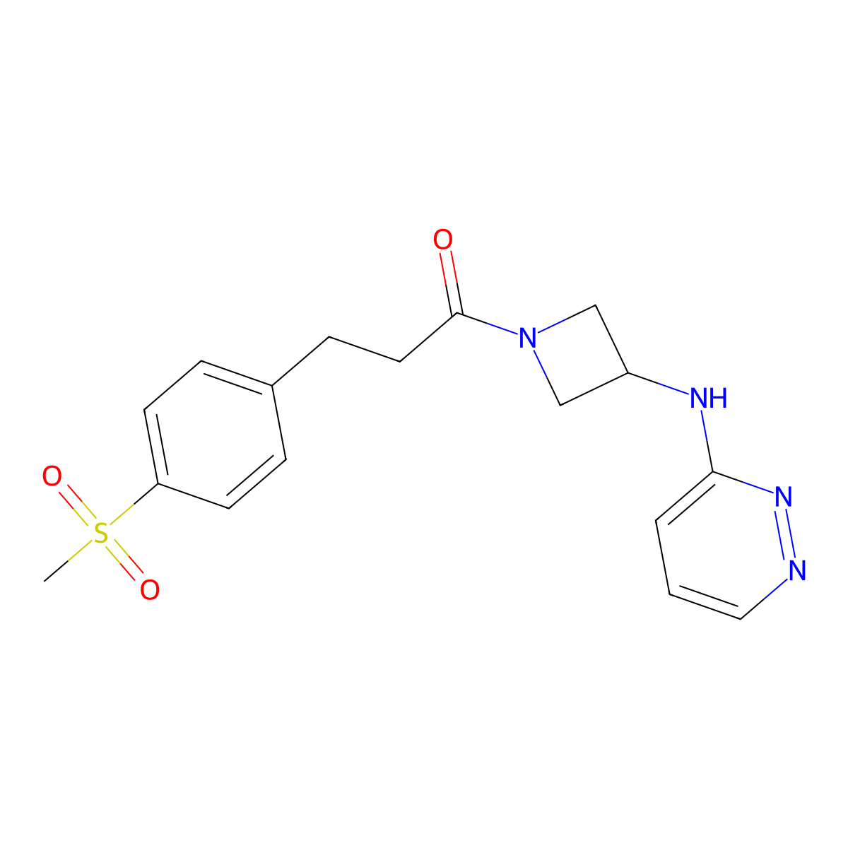 3-(4-(Methylsulfonyl)phenyl)-1-(3-(pyridazin-3-ylamino)azetidin-1-yl)propan-1-one molecular structure, CAS 2319788-23-1