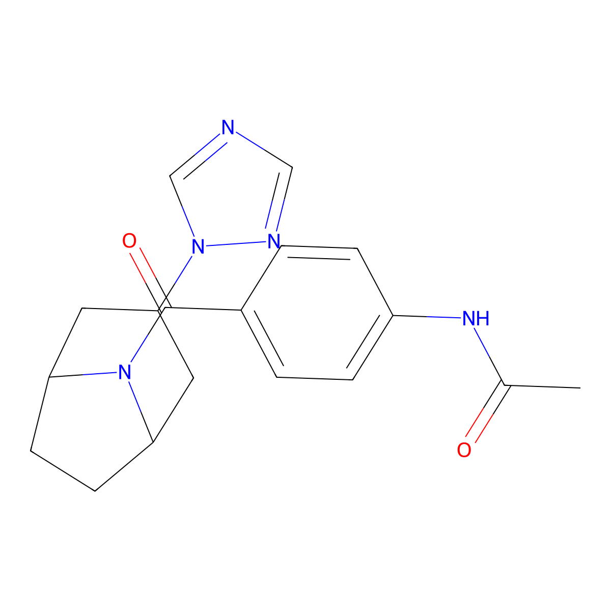 N-{4-[3-(1H-1,2,4-triazol-1-yl)-8-azabicyclo[3.2.1]octane-8-carbonyl]phenyl}acetamide molecular structure, CAS 2319788-40-2