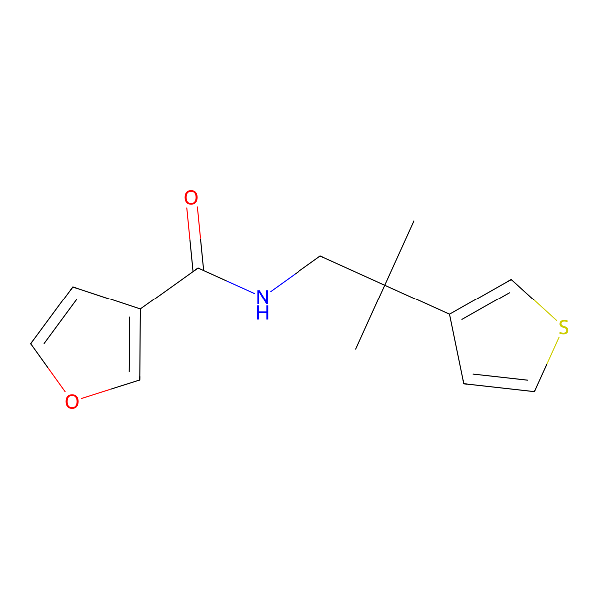 N-[2-methyl-2-(thiophen-3-yl)propyl]furan-3-carboxamide molecular structure, CAS 2319788-68-4