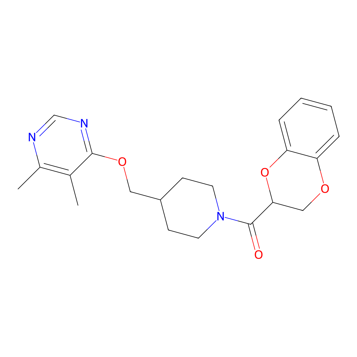 4-{[1-(2,3-Dihydro-1,4-benzodioxine-2-carbonyl)piperidin-4-yl]methoxy}-5,6-dimethylpyrimidine molecular structure, CAS 2319788-84-4