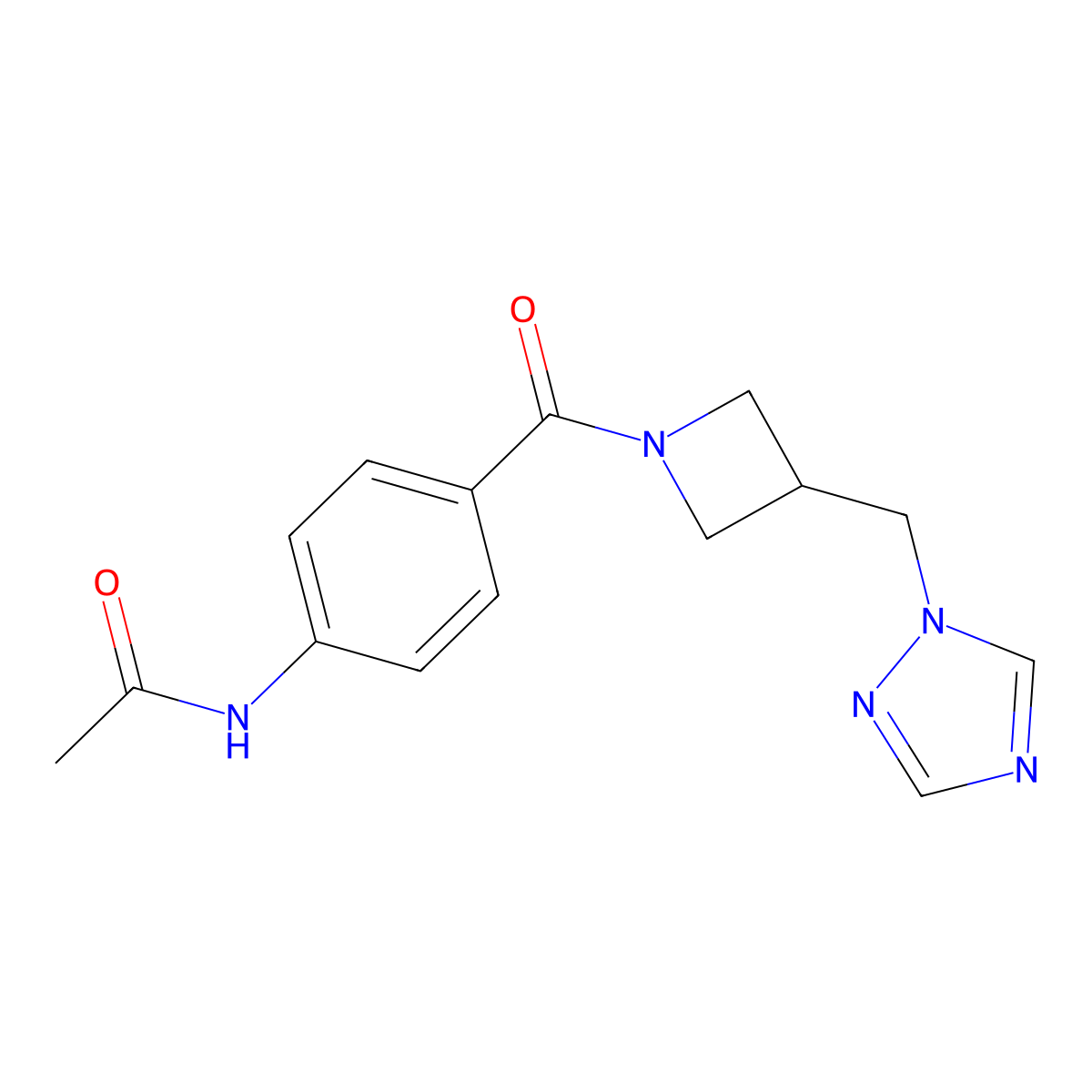 N-(4-(3-((1H-1,2,4-triazol-1-yl)methyl)azetidine-1-carbonyl)phenyl)acetamide molecular structure, CAS 2319789-22-3