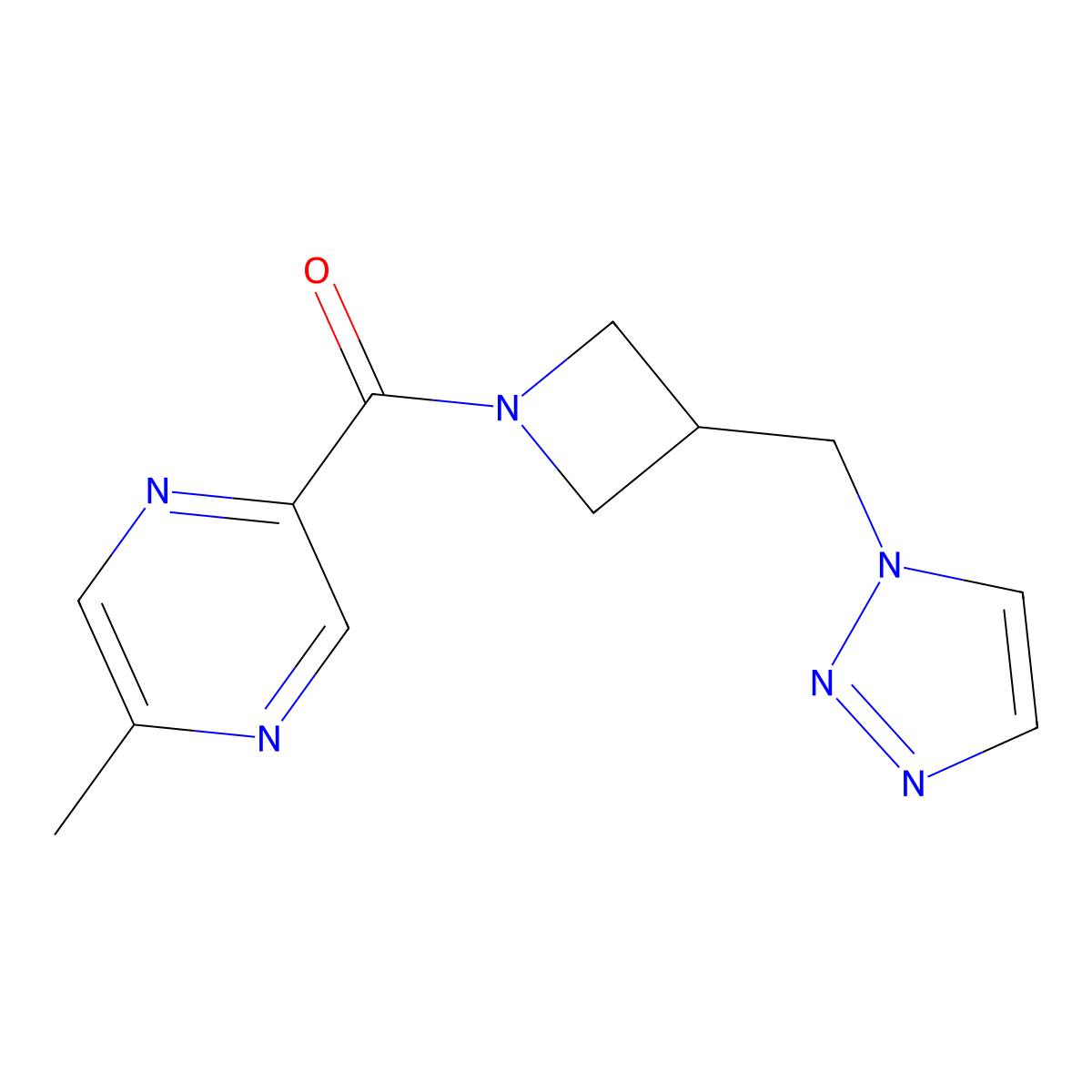 2-methyl-5-{3-[(1H-1,2,3-triazol-1-yl)methyl]azetidine-1-carbonyl}pyrazine molecular structure, CAS 2319800-94-5