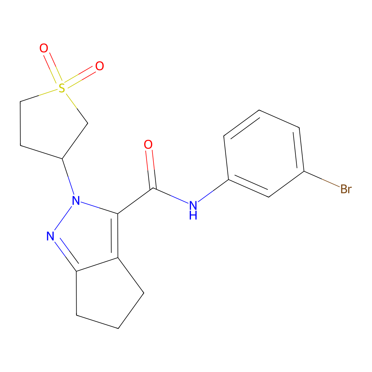 N-(3-bromophenyl)-2-(1,1-dioxidotetrahydrothiophen-3-yl)-2,4,5,6-tetrahydrocyclopenta[c]pyrazole-3-carboxamide molecular structure, CAS 2319801-02-8