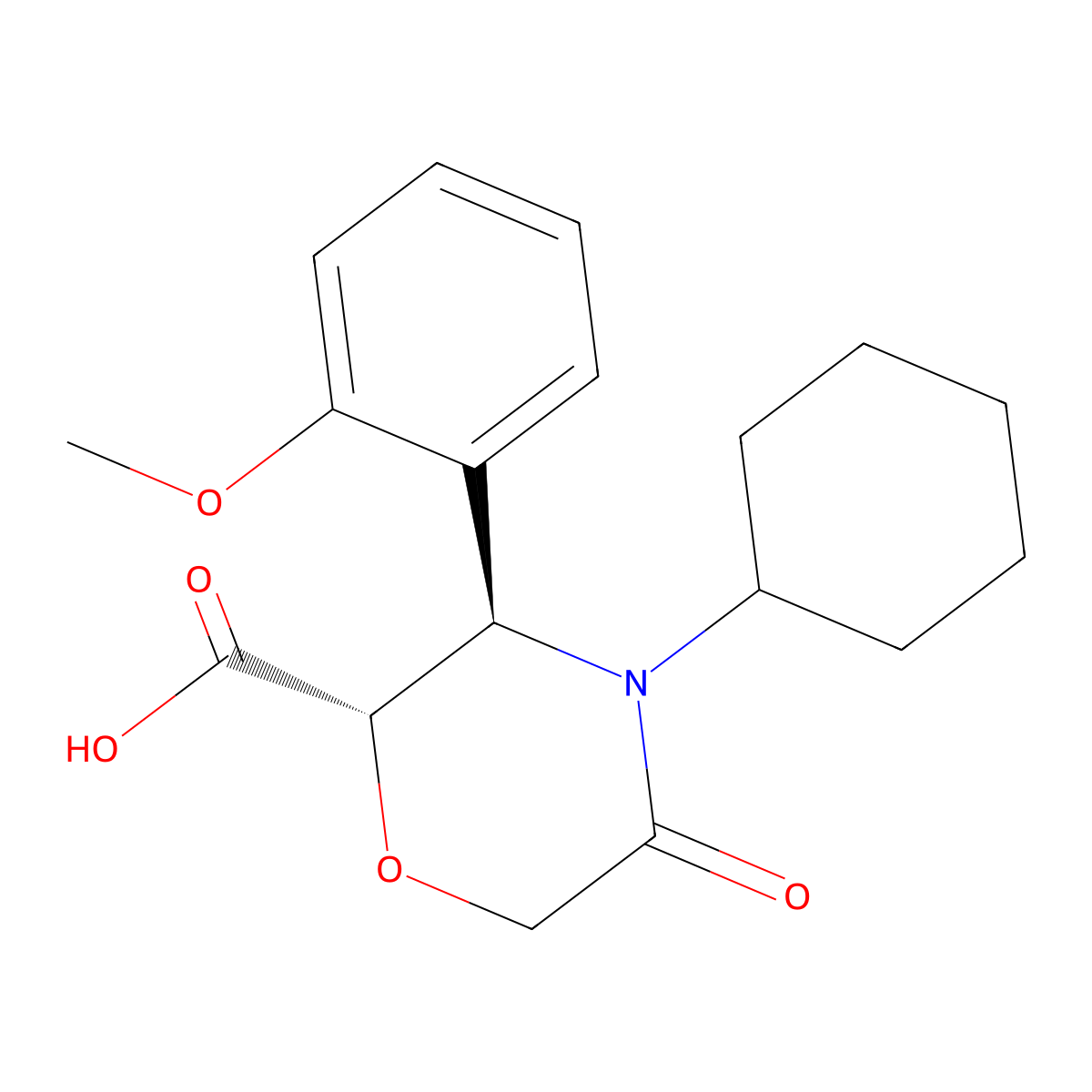 (2S,3R)-4-cyclohexyl-3-(2-methoxyphenyl)-5-oxomorpholine-2-carboxylic acid molecular structure, CAS 2319801-33-5