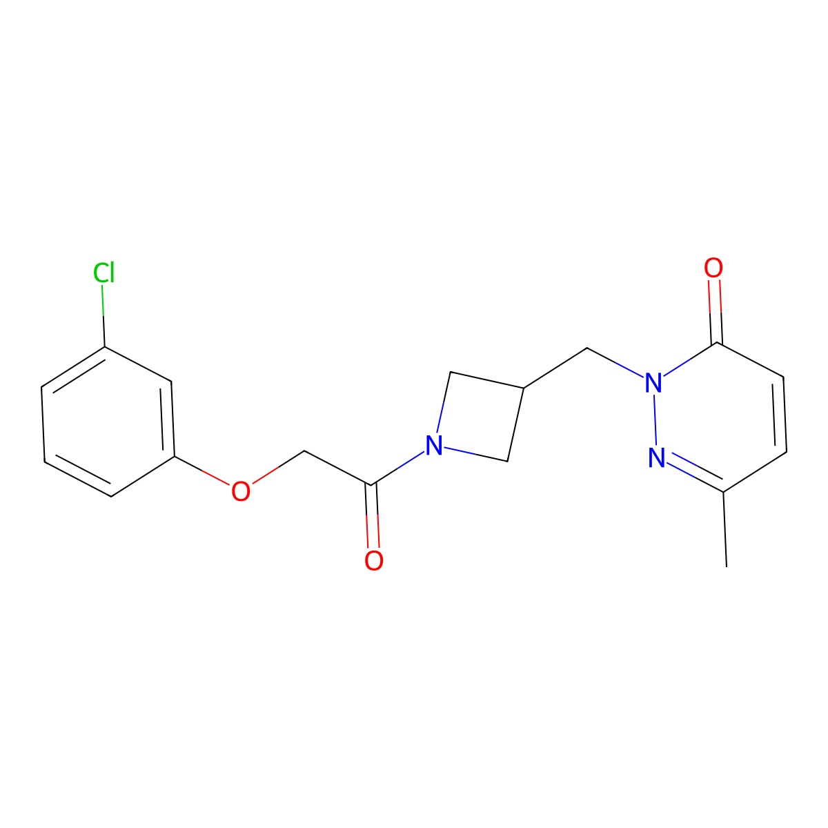 2-({1-[2-(3-Chlorophenoxy)acetyl]azetidin-3-yl}methyl)-6-methyl-2,3-dihydropyridazin-3-one molecular structure, CAS 2319801-35-7