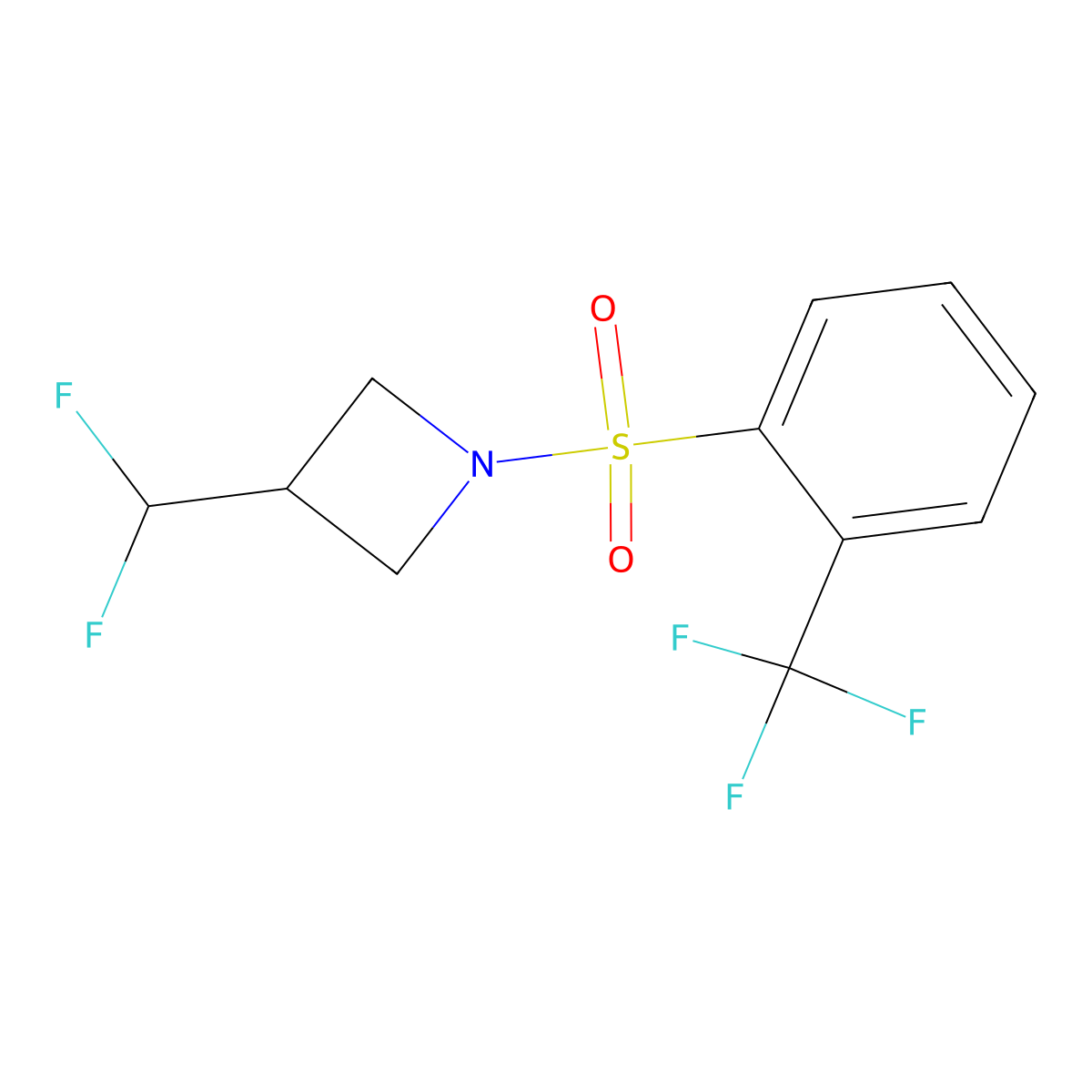 3-(Difluoromethyl)-1-[2-(trifluoromethyl)benzenesulfonyl]azetidine molecular structure, CAS 2319801-51-7