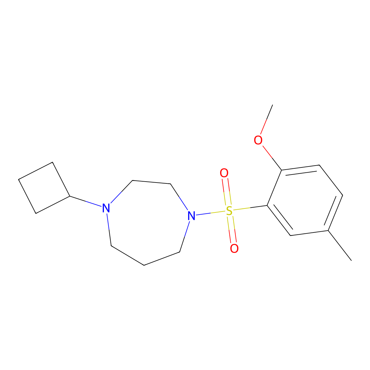 1-Cyclobutyl-4-(2-methoxy-5-methylbenzenesulfonyl)-1,4-diazepane molecular structure, CAS 2319801-57-3