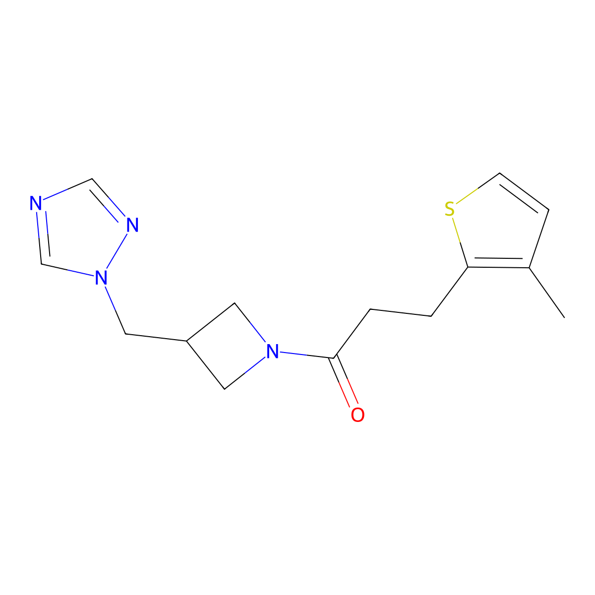 3-(3-methylthiophen-2-yl)-1-{3-[(1H-1,2,4-triazol-1-yl)methyl]azetidin-1-yl}propan-1-one molecular structure, CAS 2319801-79-9