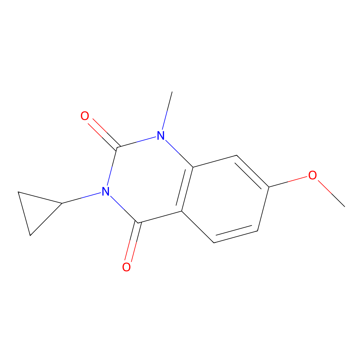 3-cyclopropyl-7-methoxy-1-methylquinazoline-2,4(1H,3H)-dione molecular structure, CAS 2319802-33-8