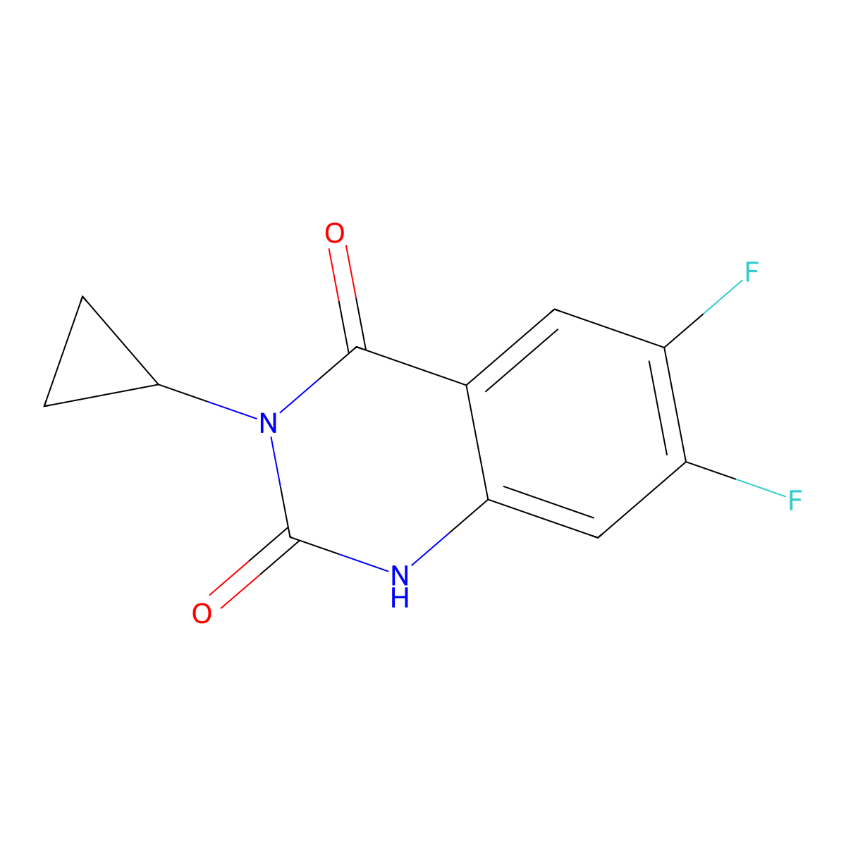 3-Cyclopropyl-6,7-difluoro-1,2,3,4-tetrahydroquinazoline-2,4-dione molecular structure, CAS 2319802-74-7