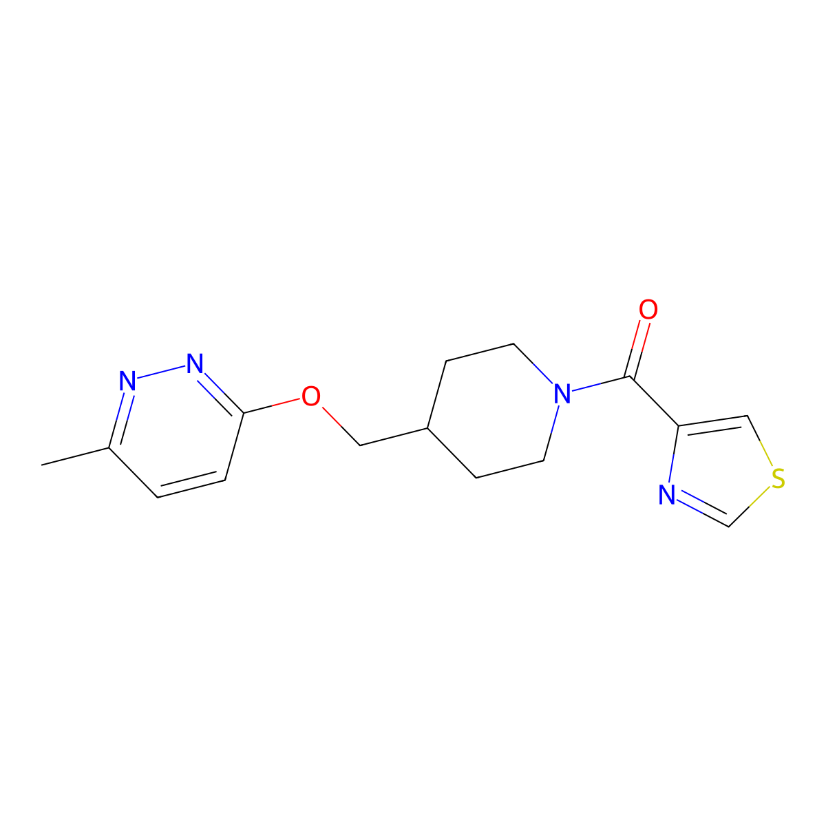 3-Methyl-6-{[1-(1,3-thiazole-4-carbonyl)piperidin-4-yl]methoxy}pyridazine molecular structure, CAS 2319803-16-0