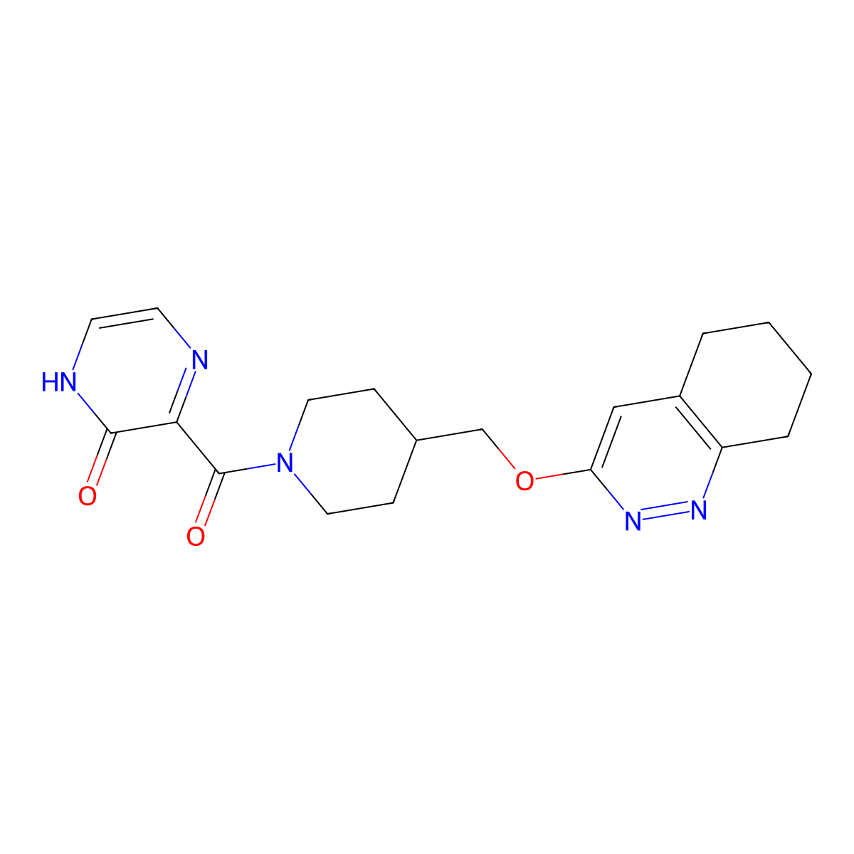 3-{4-[(5,6,7,8-Tetrahydrocinnolin-3-yloxy)methyl]piperidine-1-carbonyl}-1,2-dihydropyrazin-2-one molecular structure, CAS 2319803-37-5