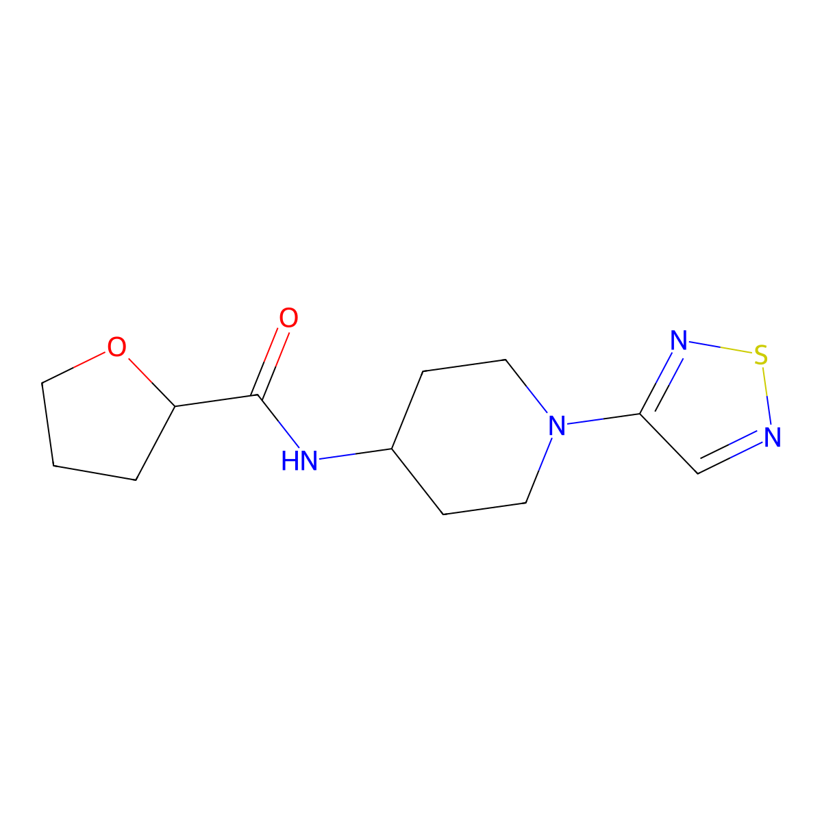 N-[1-(1,2,5-thiadiazol-3-yl)piperidin-4-yl]oxolane-2-carboxamide molecular structure, CAS 2319803-45-5