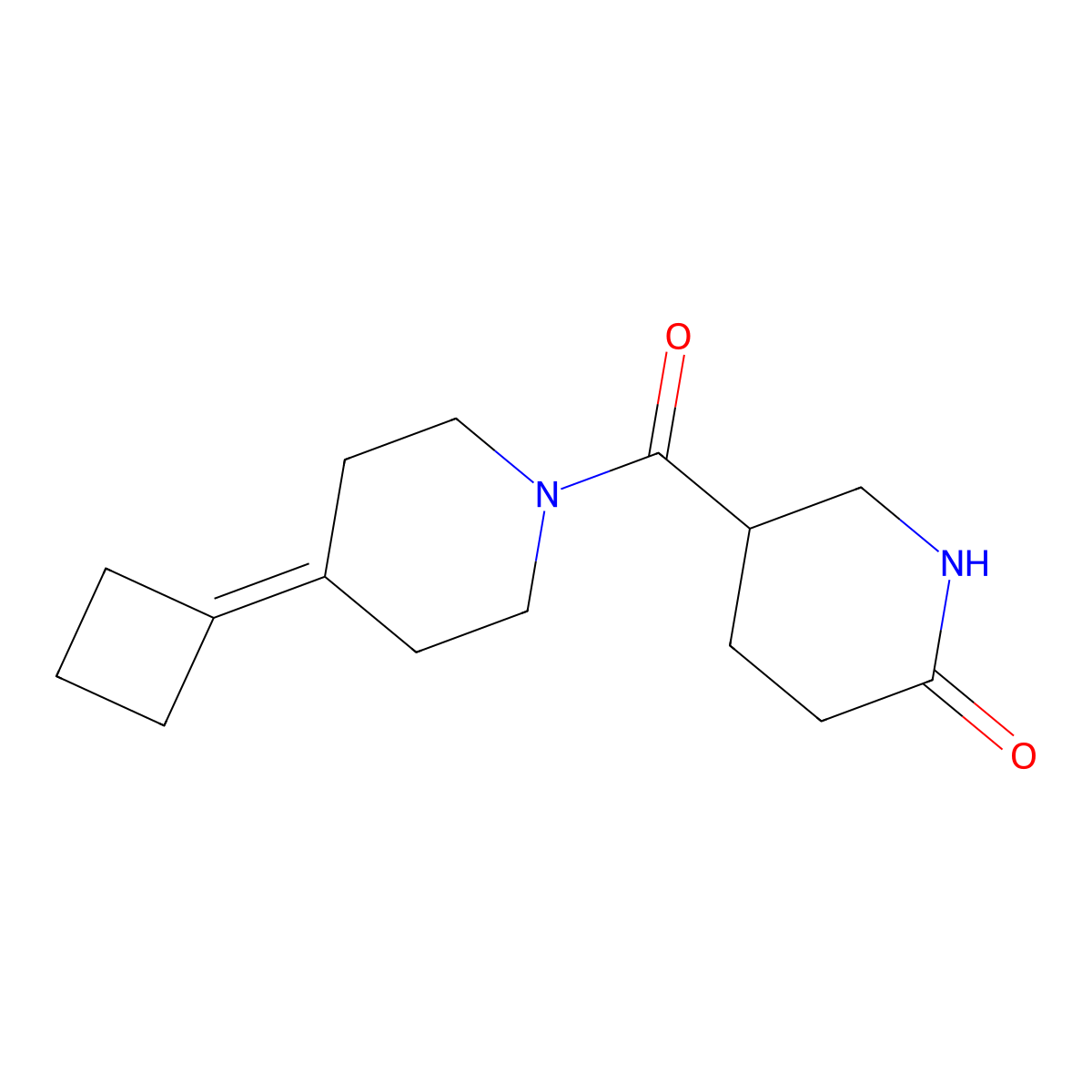 5-(4-Cyclobutylidenepiperidine-1-carbonyl)piperidin-2-one molecular structure, CAS 2319803-52-4
