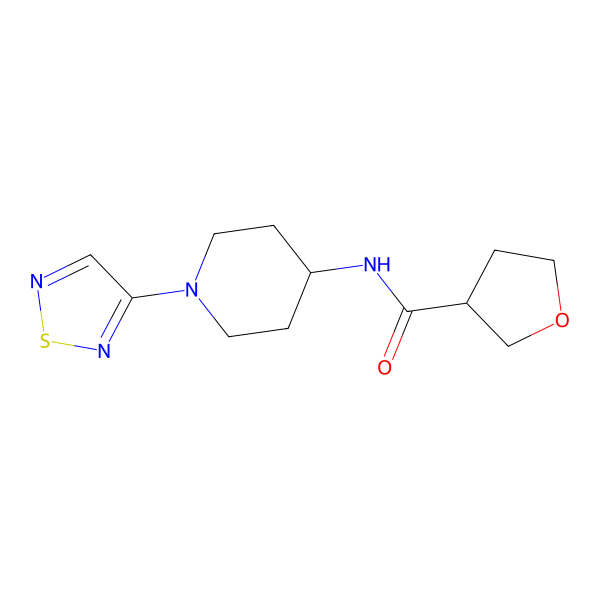 N-[1-(1,2,5-thiadiazol-3-yl)piperidin-4-yl]oxolane-3-carboxamide molecular structure, CAS 2319803-58-0