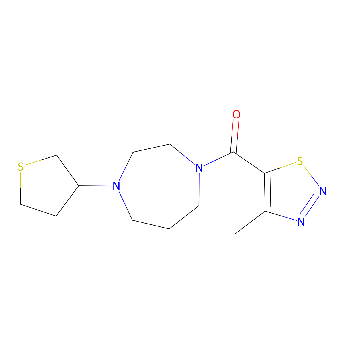 1-(4-Methyl-1,2,3-thiadiazole-5-carbonyl)-4-(thiolan-3-yl)-1,4-diazepane molecular structure, CAS 2319803-76-2