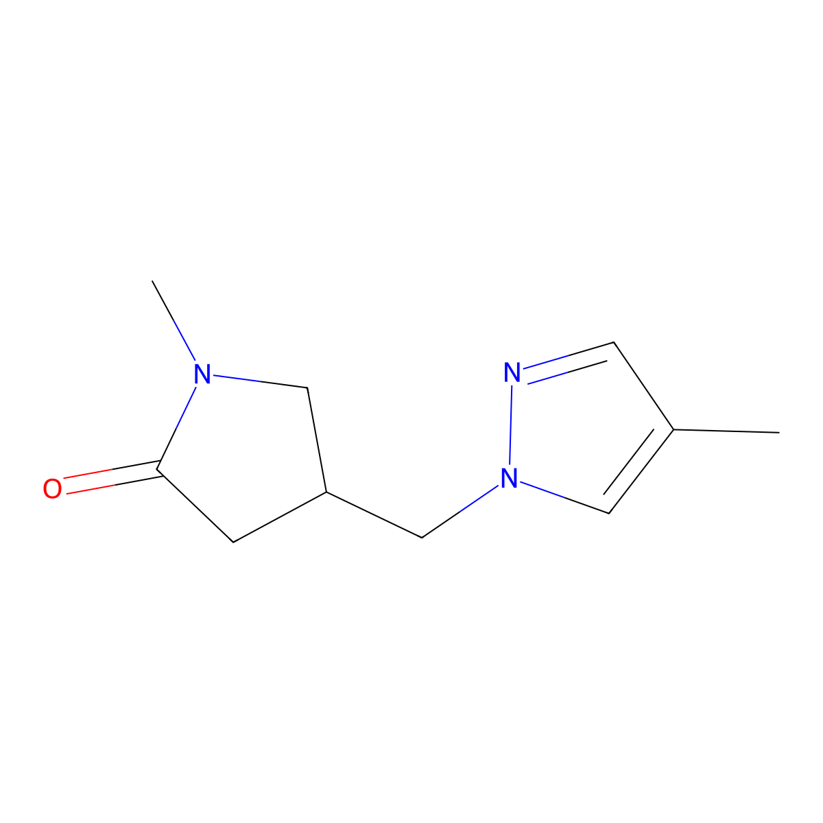 1-methyl-4-[(4-methyl-1H-pyrazol-1-yl)methyl]pyrrolidin-2-one molecular structure, CAS 2319803-88-6
