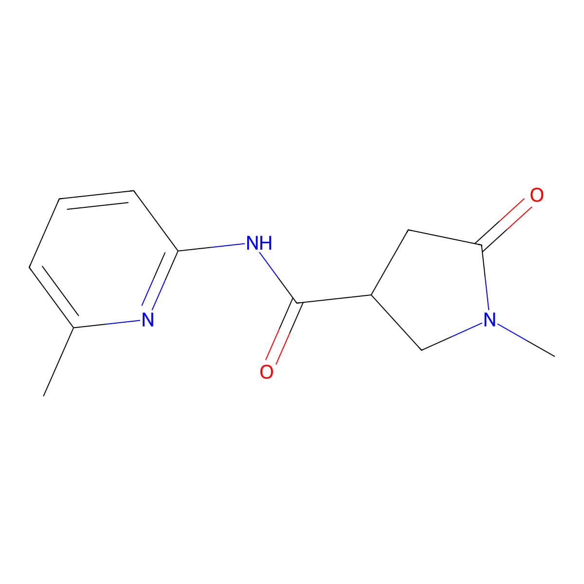 1-methyl-N-(6-methylpyridin-2-yl)-5-oxopyrrolidine-3-carboxamide molecular structure, CAS 2319804-06-1