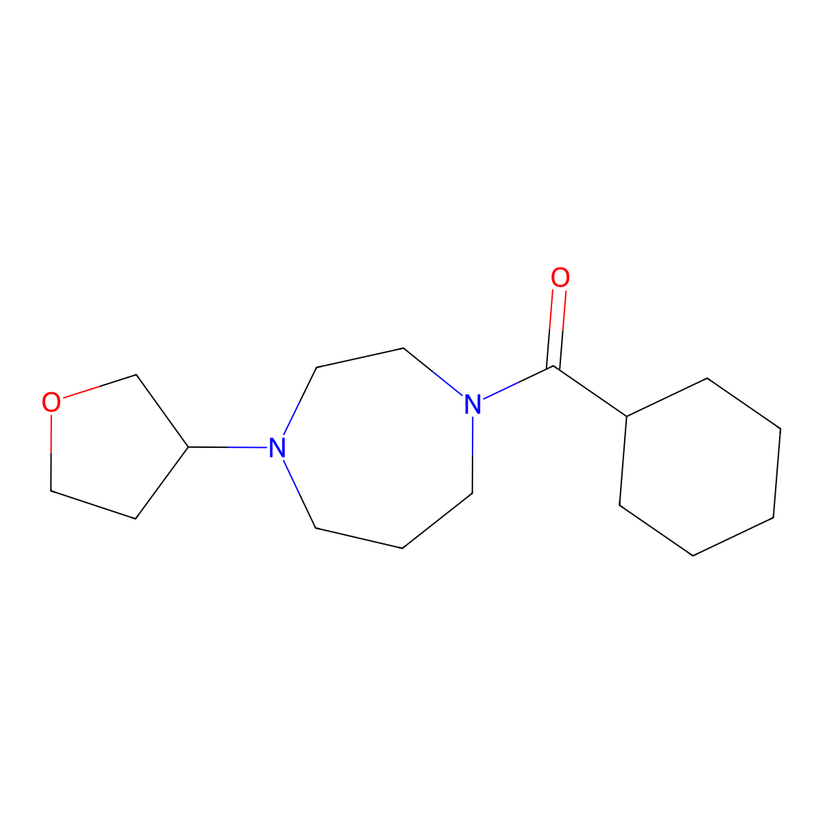 1-Cyclohexanecarbonyl-4-(oxolan-3-yl)-1,4-diazepane molecular structure, CAS 2319804-31-2