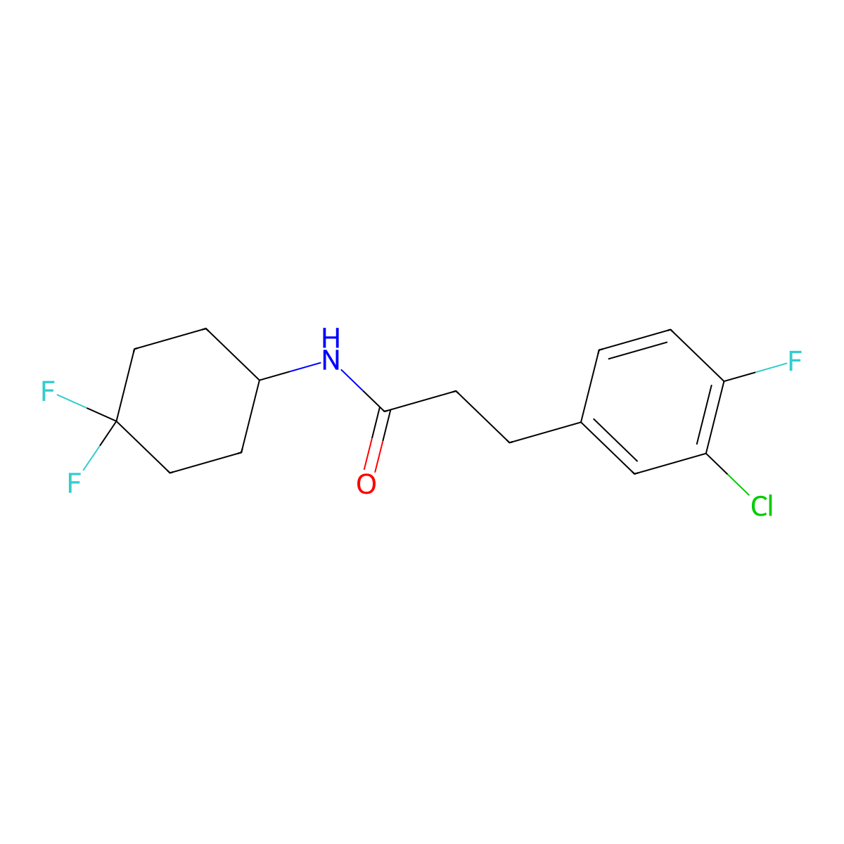 3-(3-chloro-4-fluorophenyl)-N-(4,4-difluorocyclohexyl)propanamide molecular structure, CAS 2319804-57-2