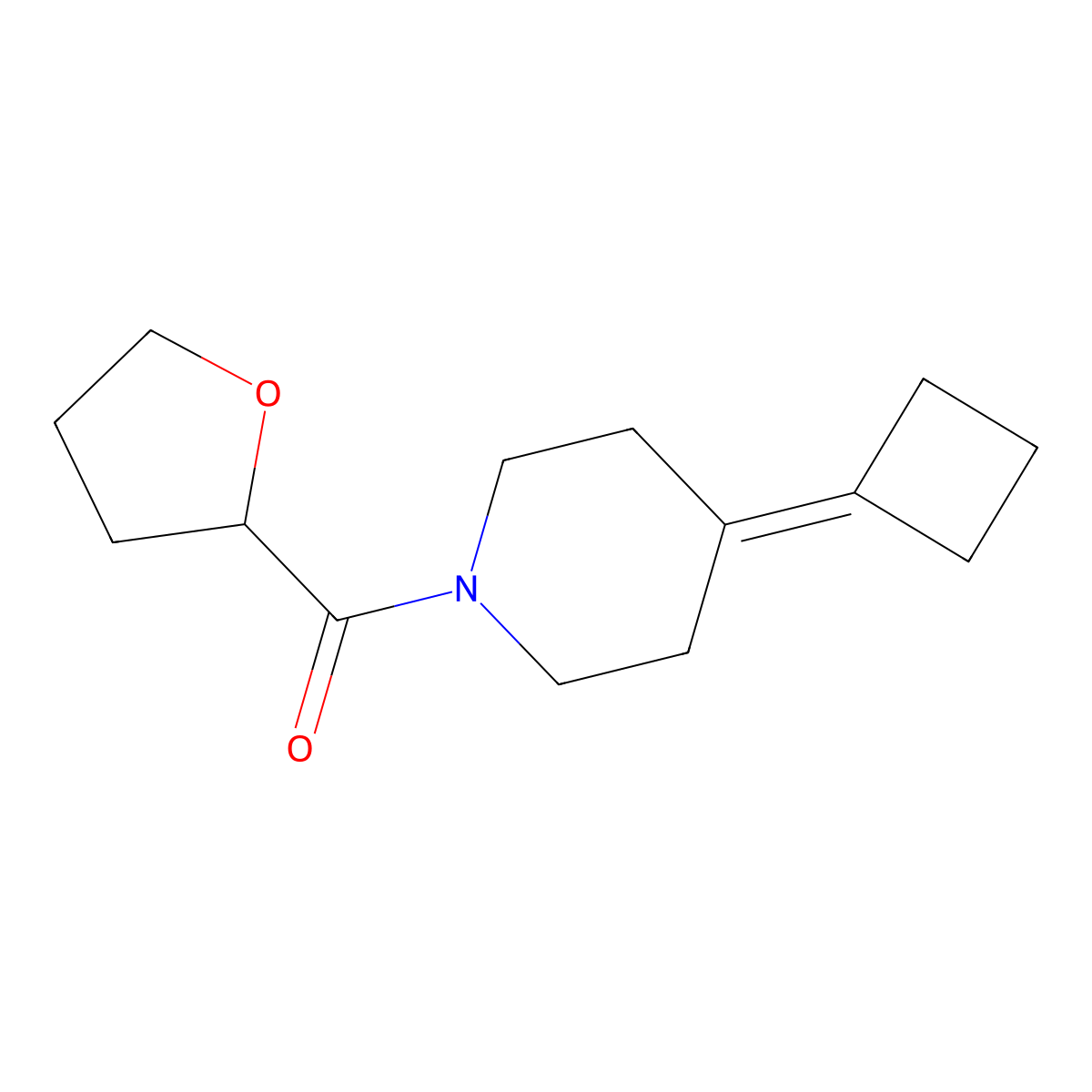 4-Cyclobutylidene-1-(oxolane-2-carbonyl)piperidine molecular structure, CAS 2319804-63-0