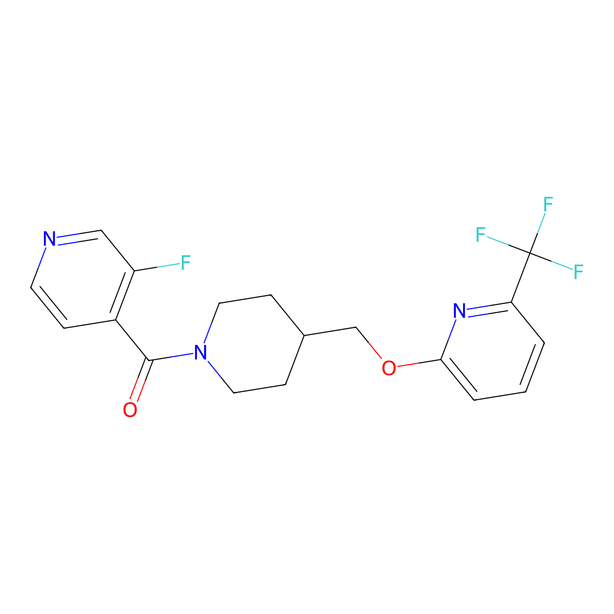 3-Fluoro-4-[4-({[6-(trifluoromethyl)pyridin-2-yl]oxy}methyl)piperidine-1-carbonyl]pyridine molecular structure, CAS 2319804-83-4