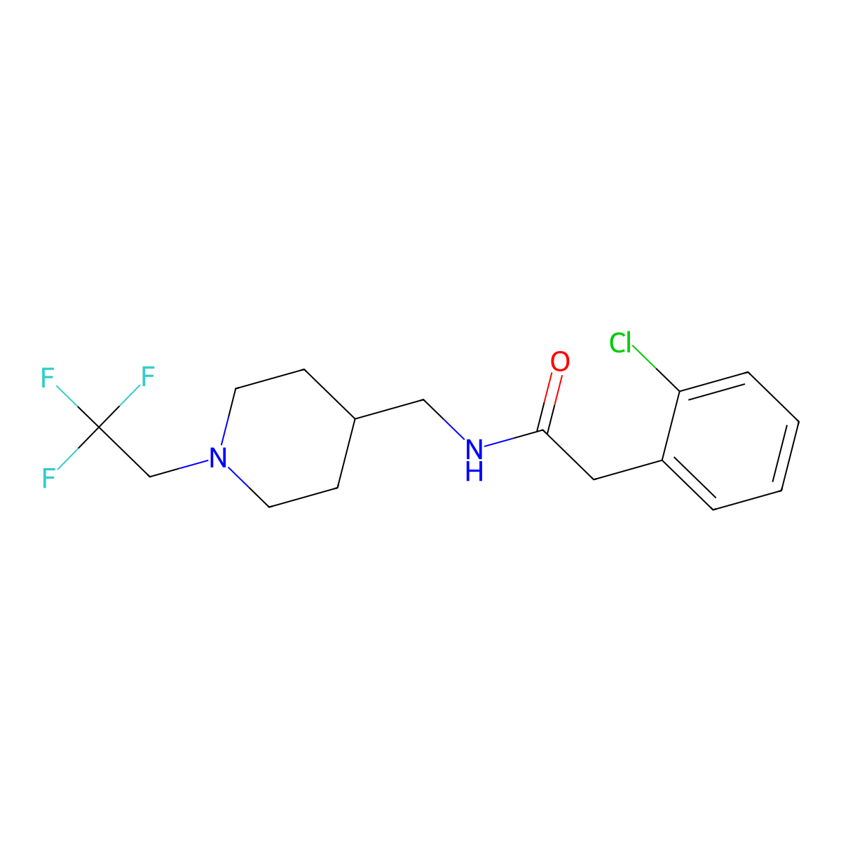 2-(2-chlorophenyl)-N-{[1-(2,2,2-trifluoroethyl)piperidin-4-yl]methyl}acetamide molecular structure, CAS 2319804-93-6