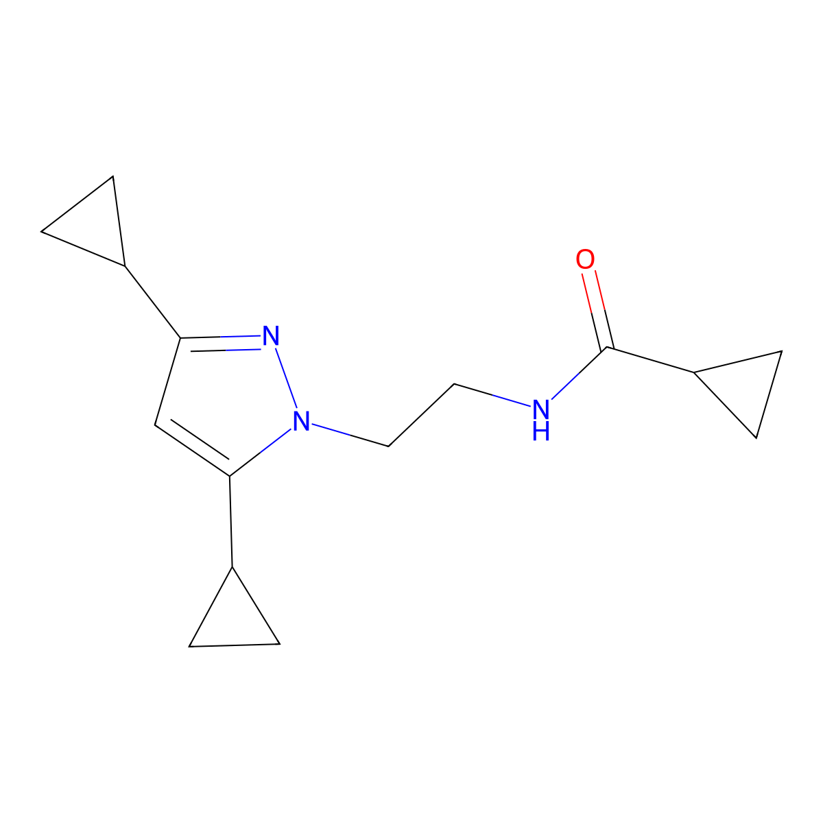 N-[2-(3,5-dicyclopropyl-1H-pyrazol-1-yl)ethyl]cyclopropanecarboxamide molecular structure, CAS 2319805-06-4