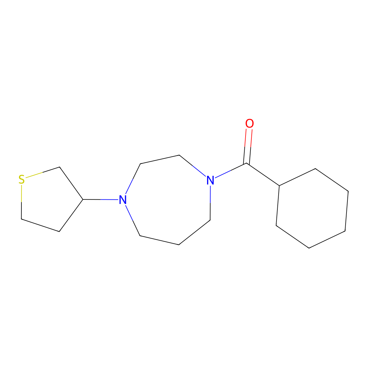 1-Cyclohexanecarbonyl-4-(thiolan-3-yl)-1,4-diazepane molecular structure, CAS 2319805-19-9