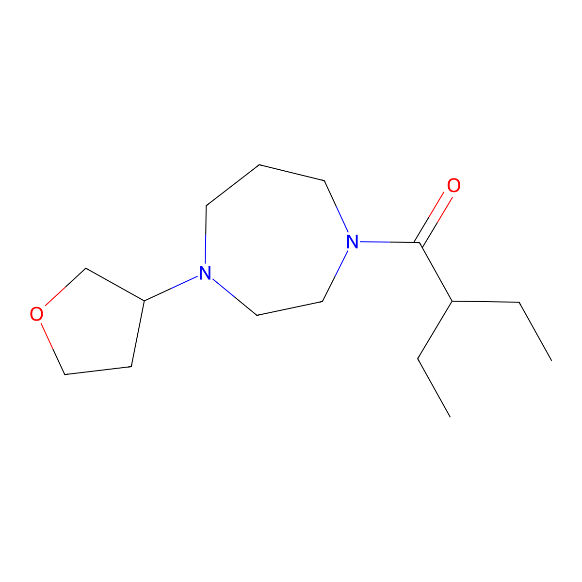 2-Ethyl-1-[4-(oxolan-3-yl)-1,4-diazepan-1-yl]butan-1-one molecular structure, CAS 2319805-41-7