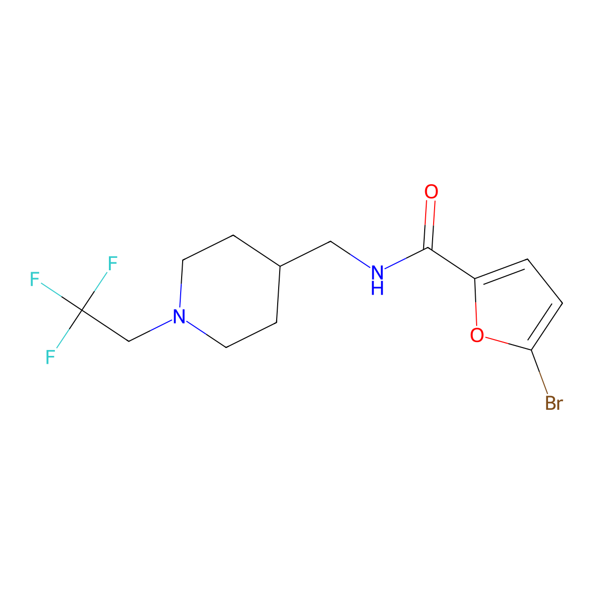 5-bromo-N-{[1-(2,2,2-trifluoroethyl)piperidin-4-yl]methyl}furan-2-carboxamide molecular structure, CAS 2319805-49-5