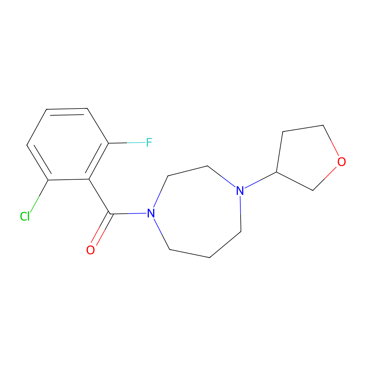 1-(2-Chloro-6-fluorobenzoyl)-4-(oxolan-3-yl)-1,4-diazepane molecular structure, CAS 2319806-09-0