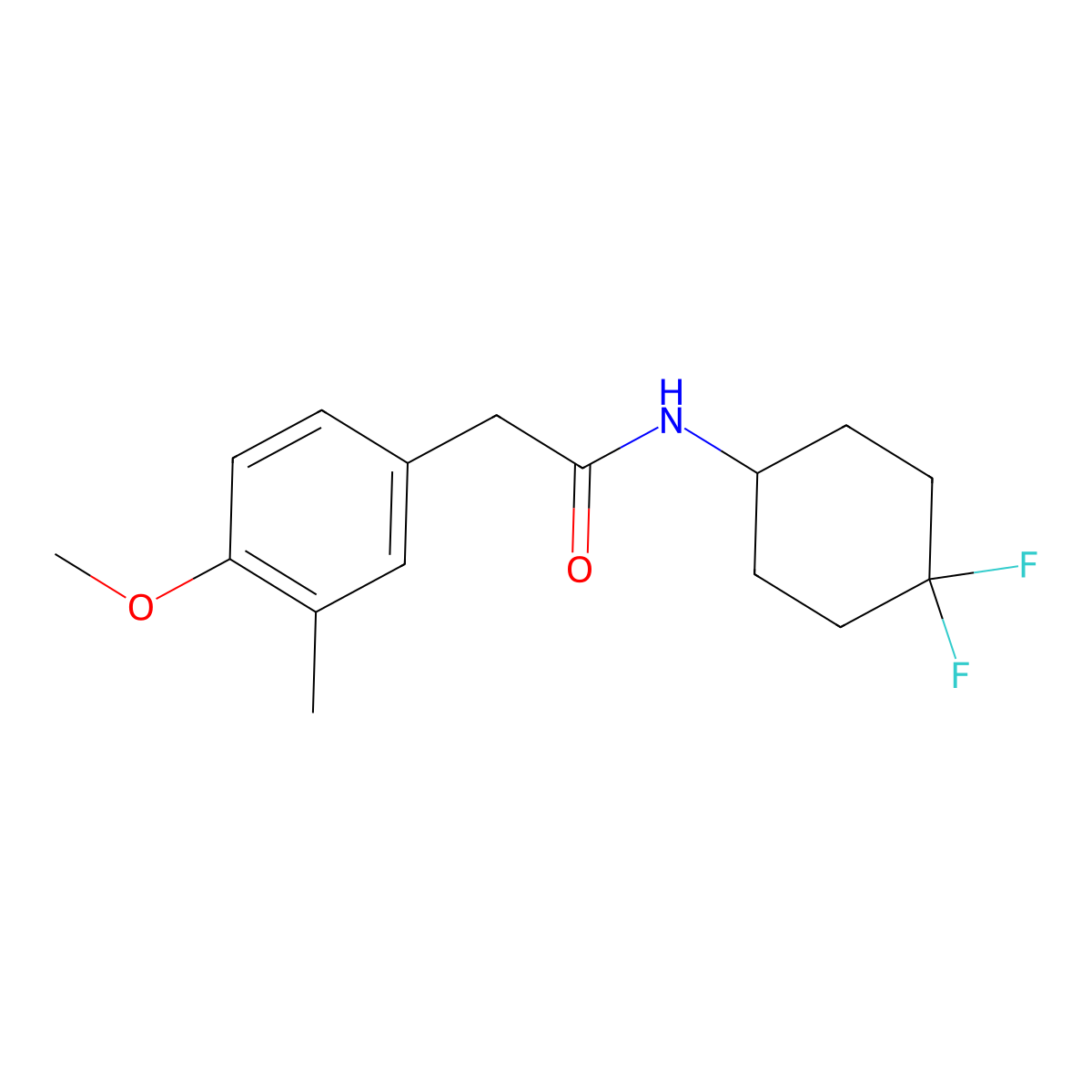 N-(4,4-difluorocyclohexyl)-2-(4-methoxy-3-methylphenyl)acetamide molecular structure, CAS 2319806-18-1