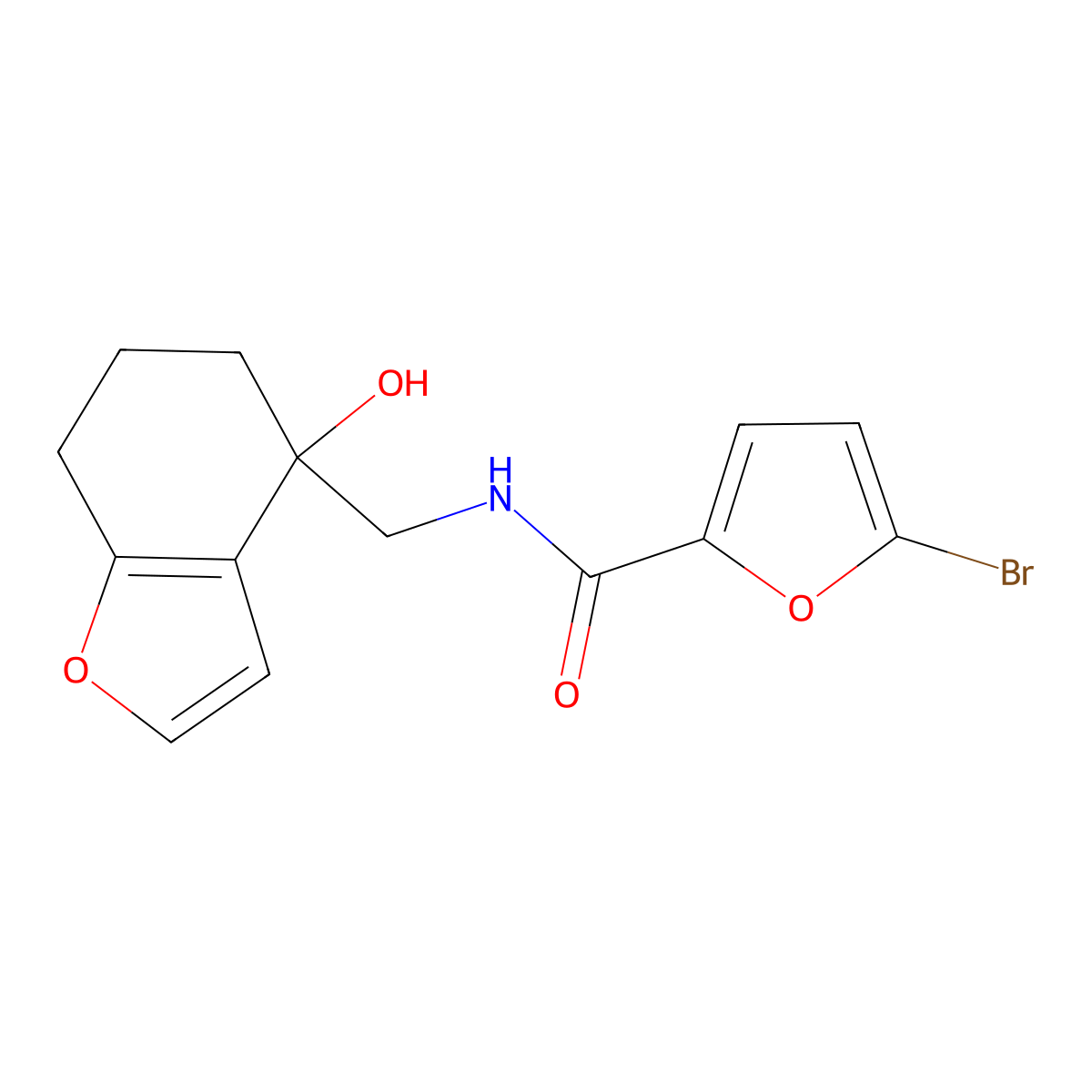 5-bromo-N-[(4-hydroxy-4,5,6,7-tetrahydro-1-benzofuran-4-yl)methyl]furan-2-carboxamide molecular structure, CAS 2319806-28-3