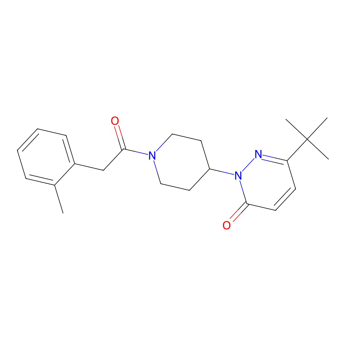 6-Tert-butyl-2-{1-[2-(2-methylphenyl)acetyl]piperidin-4-yl}-2,3-dihydropyridazin-3-one molecular structure, CAS 2319806-48-7