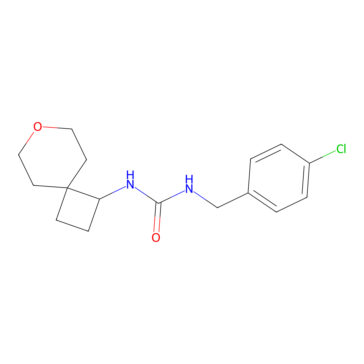 1-(4-Chlorobenzyl)-3-(7-oxaspiro[3.5]nonan-1-yl)urea molecular structure, CAS 2319806-89-6